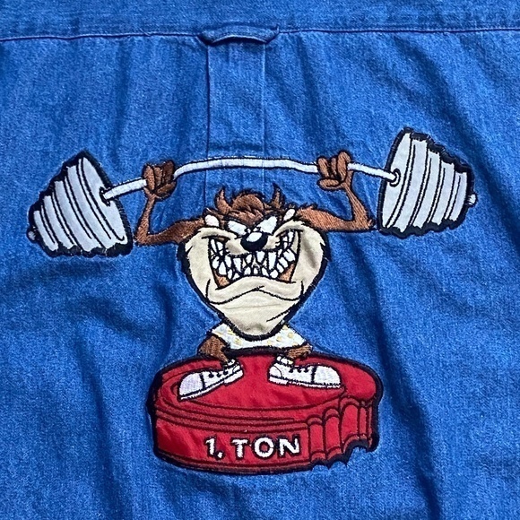 Vintage Looney Tunes Tasmanian Devil Jean Shirt Sz. L - Picture 7 of 10